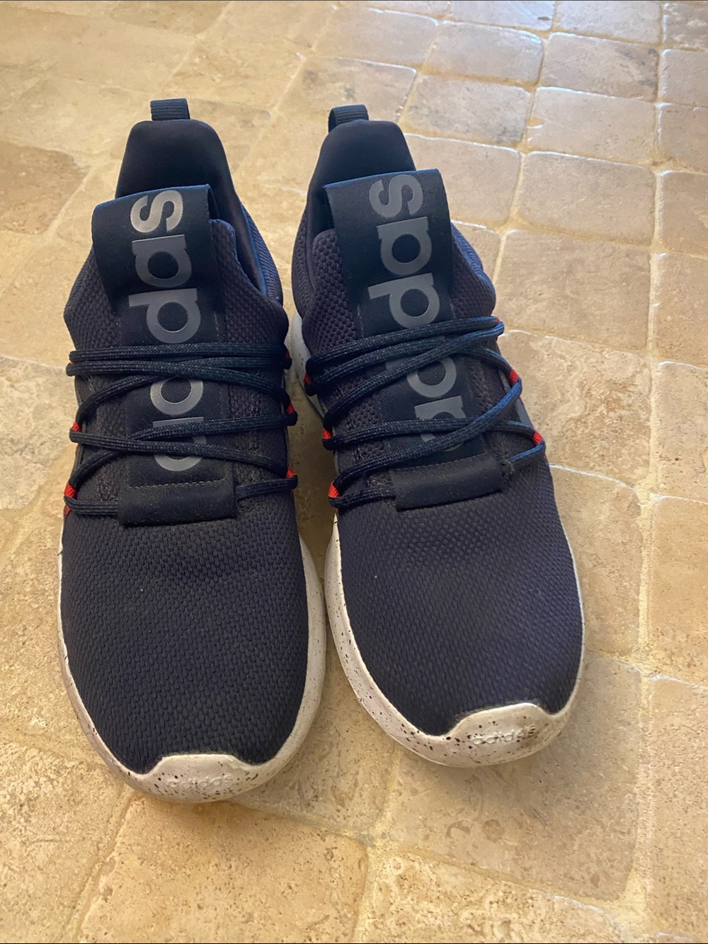adidas Men’s Navy Knit Lace-Up Sneakers with White Soles